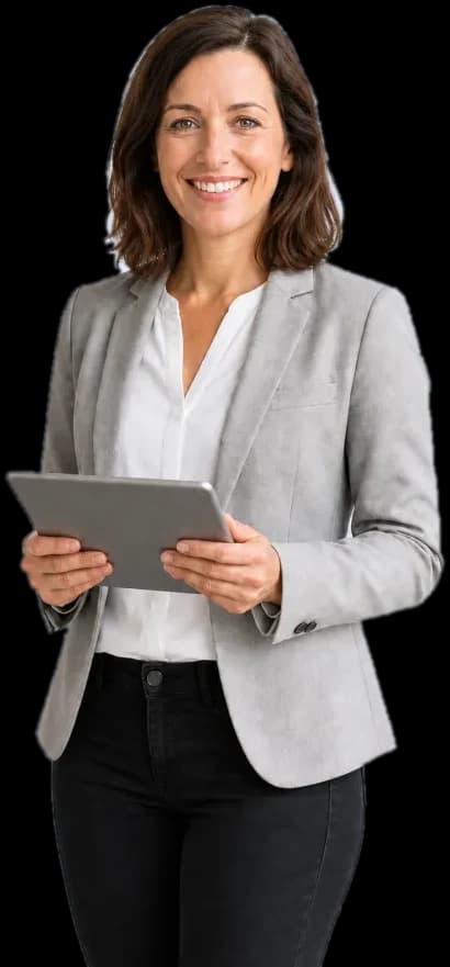 Kundin mit Tablet