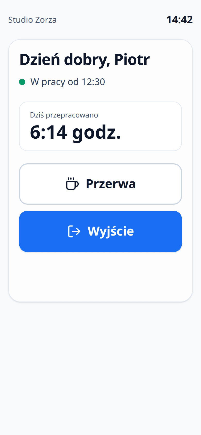 Osobisty link do rejestracji czasu na telefonie