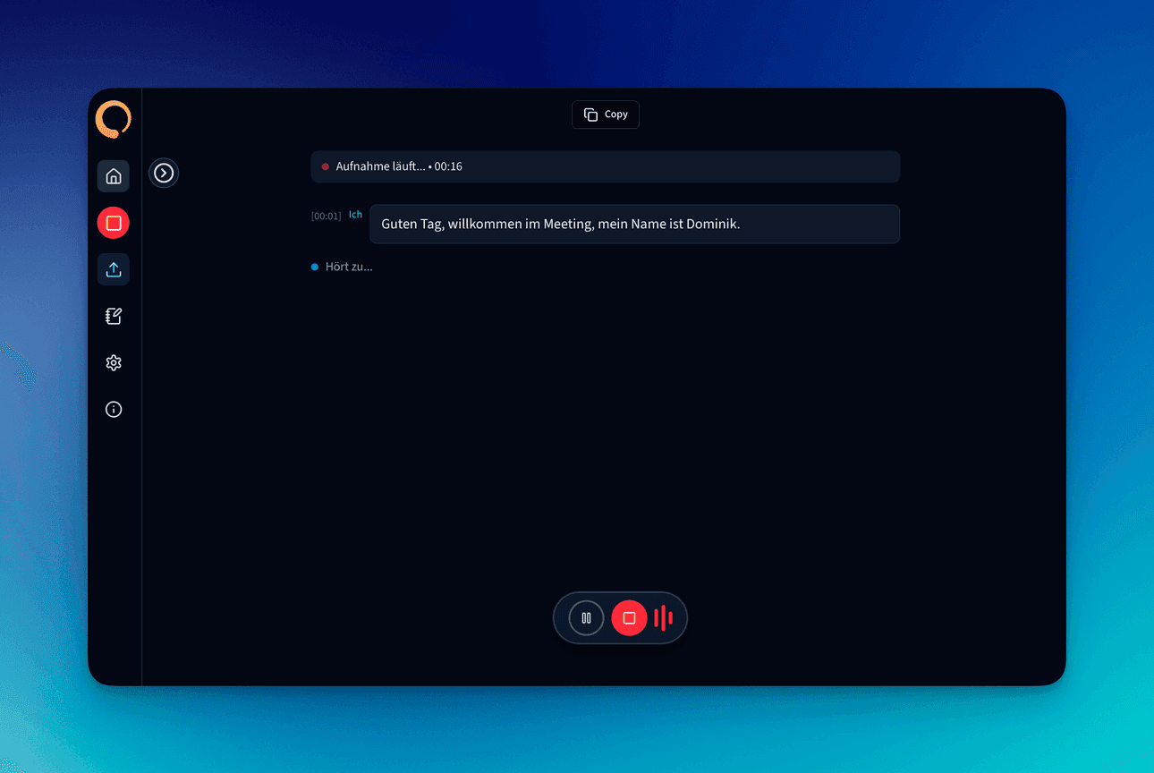 meetergo Log – lokale Transkription auf macOS und Windows
