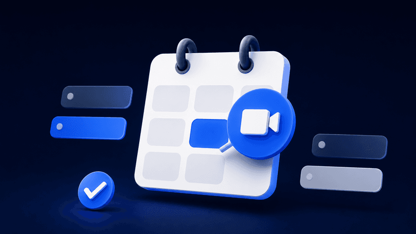 Calendar event with an attached video meeting and confirmed time