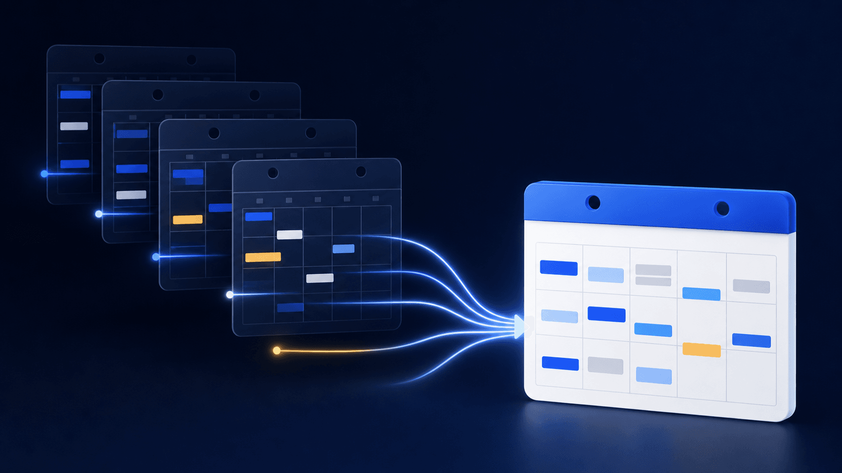 Several calendar sources merging into one unified calendar