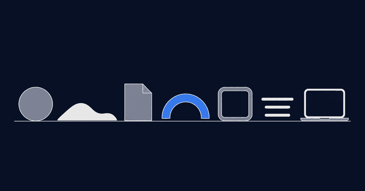 Seven simple shapes for seven AI notetakers arranged side by side on a shared baseline
