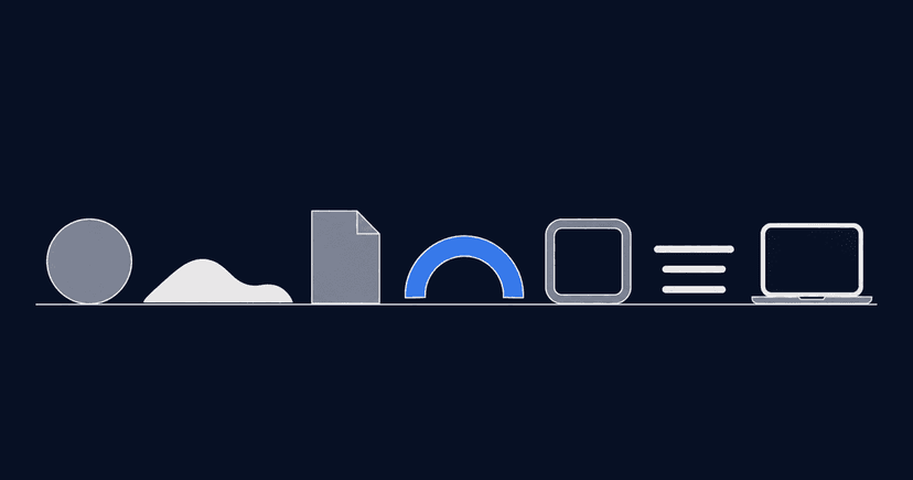 Seven simple shapes for seven AI notetakers arranged side by side on a shared baseline
