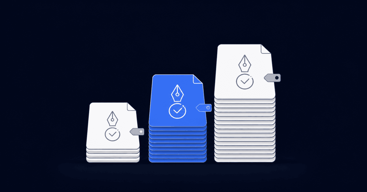Illustration of a contract document with a price tag and a counter showing a monthly envelope allowance running out