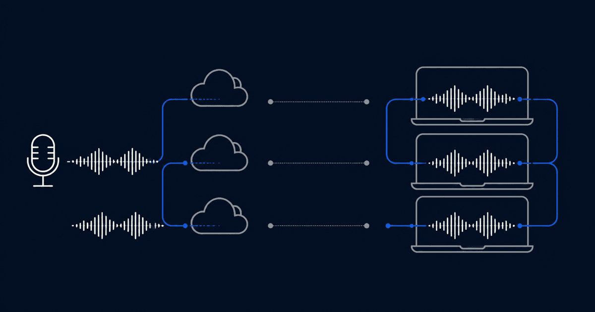 Two ways to capture a meeting weighed side by side: audio sent to a cloud versus audio staying inside a laptop