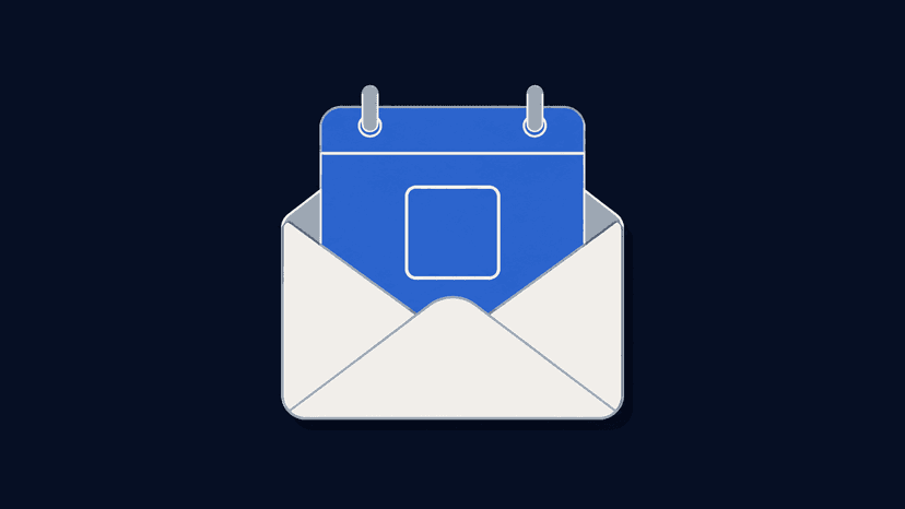 Illustration of a meeting request email whose closing line opens a booking page