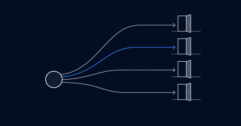 When2meet alternatives: several distinct paths from one starting point, one highlighted