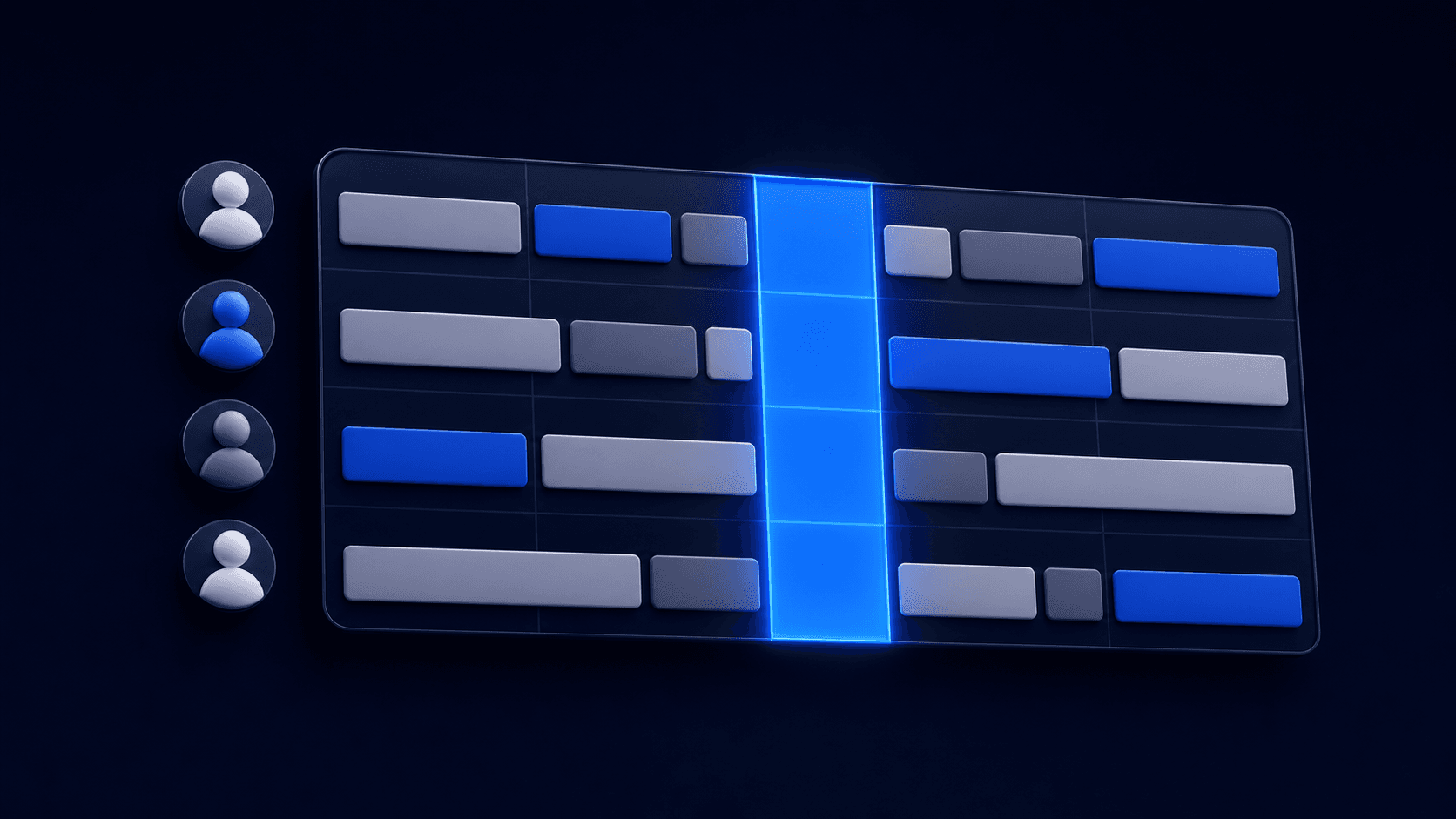 Scheduling availability grid highlighting the time when everyone is free