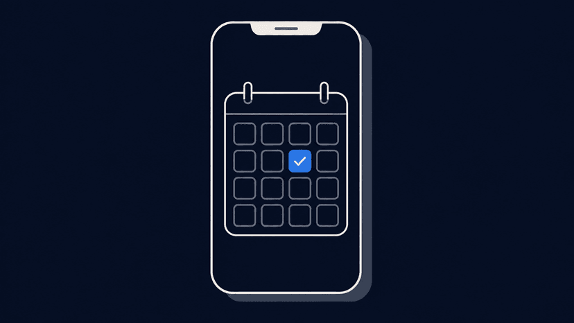 An iPhone Calendar app week view with work and personal calendars in different colours