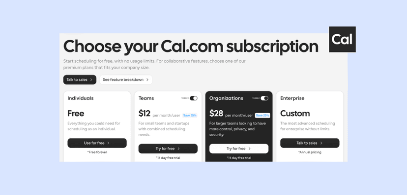 cal.com pricing