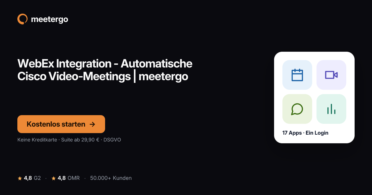 WebEx Integration - Automatische Cisco Video-Meetings | meetergo - meetergo