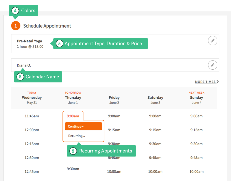 acuity scheduling booking page