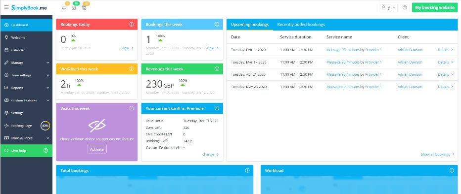 Dashboard - Grow your service business and get more bookings - SimplyBook.me