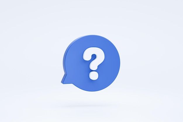 Question mark on bubble speech sign or symbol icon 3d rendering