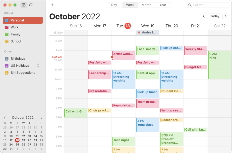 Apple Kalender Interface