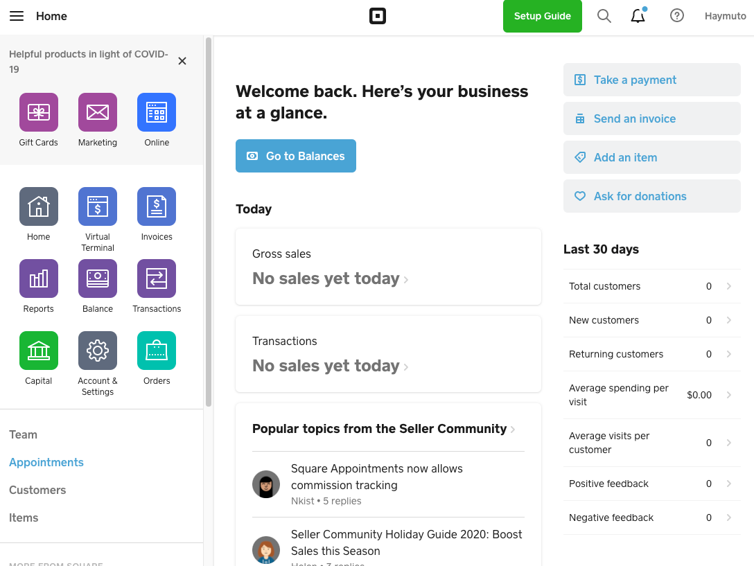 Square Appointments Dashboard