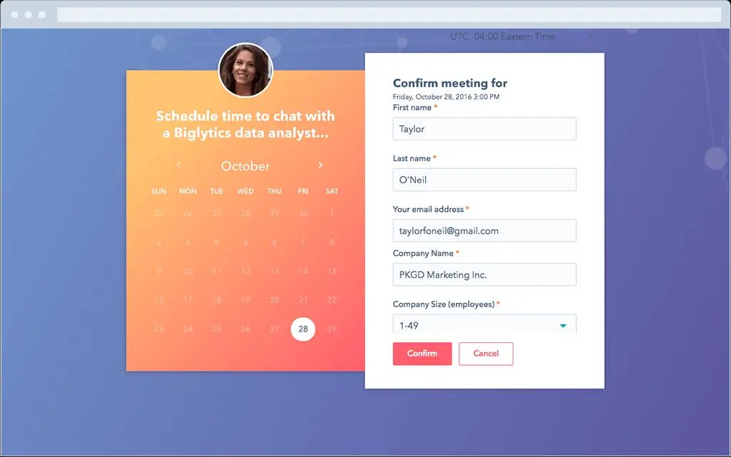 hubspot meetings booking page